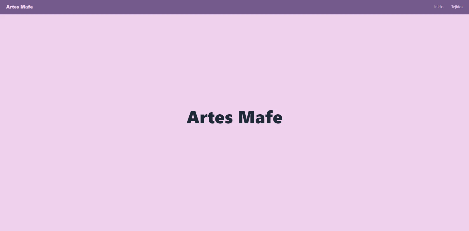 Artes Mafe storefront landing page with a purple header and a centered brand title